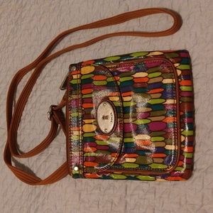 Vintage Fossil Multi-Colored Cross Body Bag